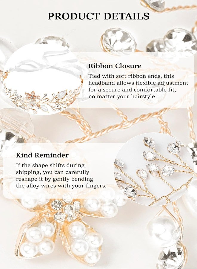 Coucoland First Communion Headpiece for Girls - Crystal Pearl Hair Accessories Crown Tiara Hair Piece Babys Breath Headband for Wedding Brides Bridal Little Girls - Image 4